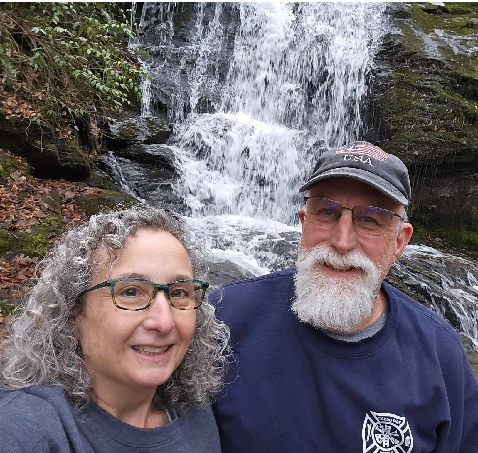 Jim and Jolie Banks at a Pisgah waterfall